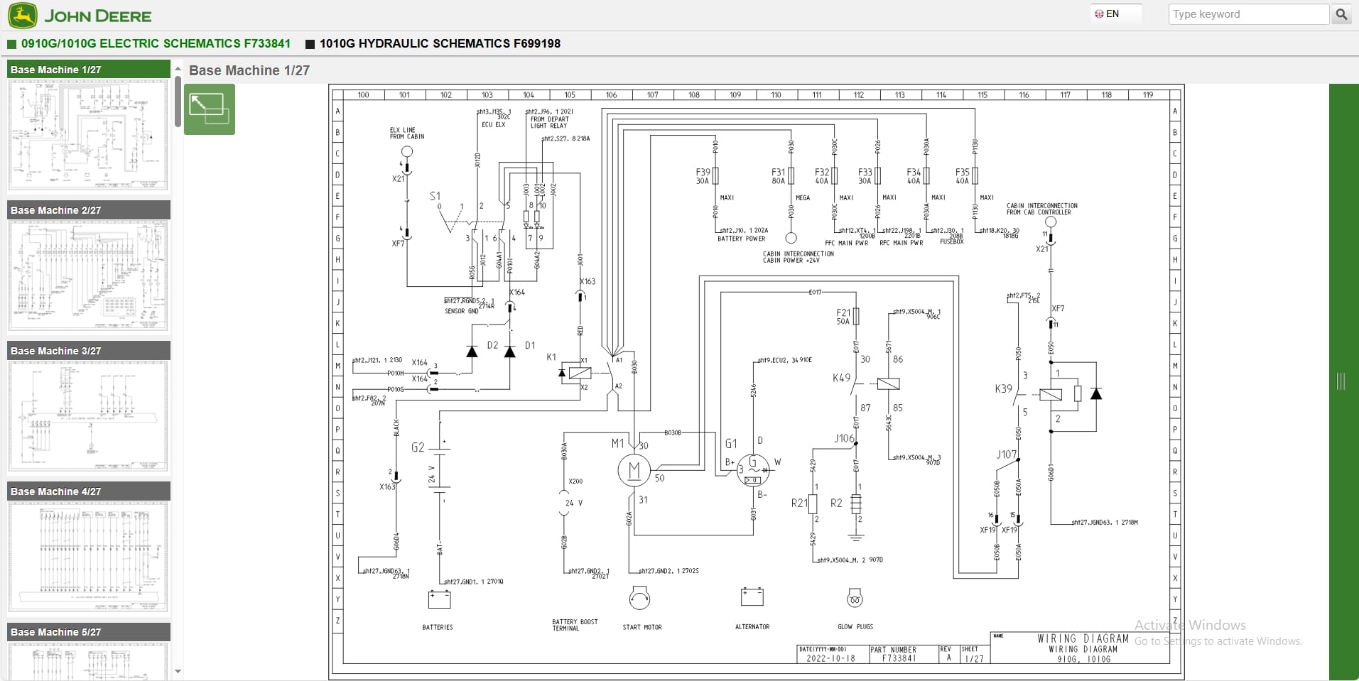 John Deere Forwarder 1010G FFC 1WJ1010G006345 Hydraulic Electrical Schematic (2)