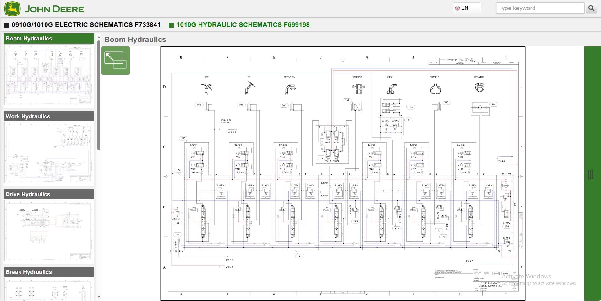 John Deere Forwarder 1010G RLC 1WJ1010G006345 Hydraulic Electrical Schematic (3)