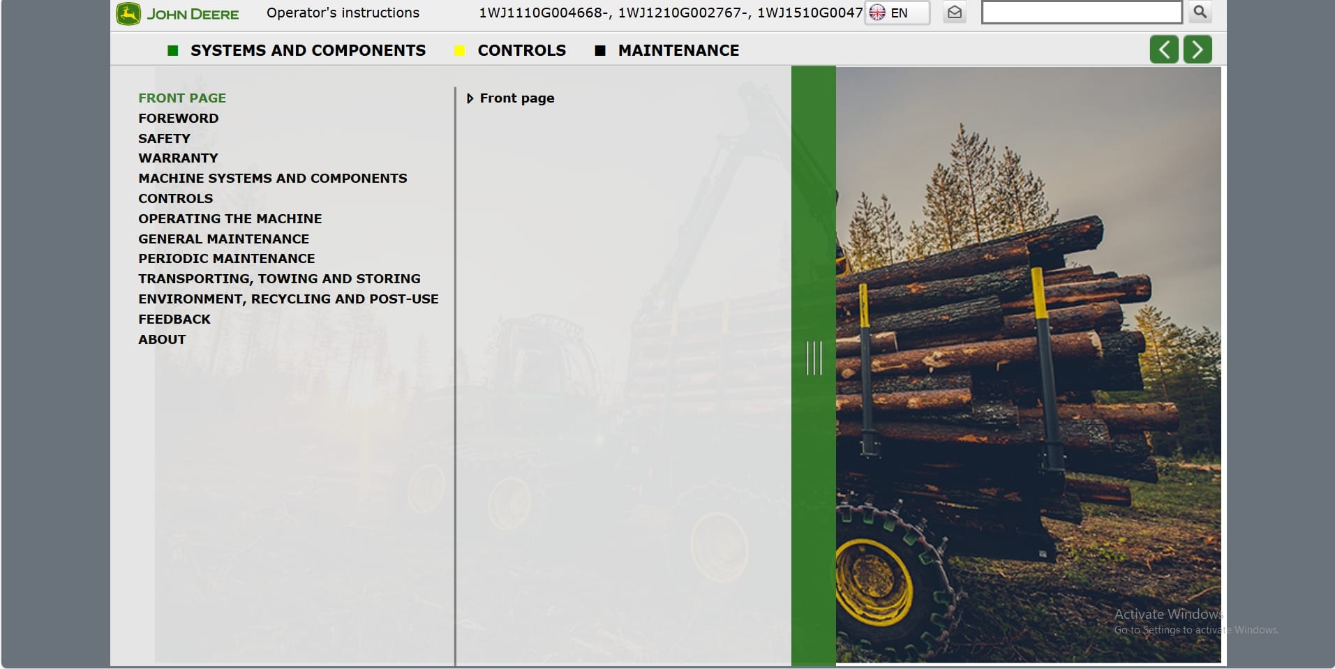 John Deere Forwarder 1110G 1210G 1510G OI T2 XI Operation Manual (1)