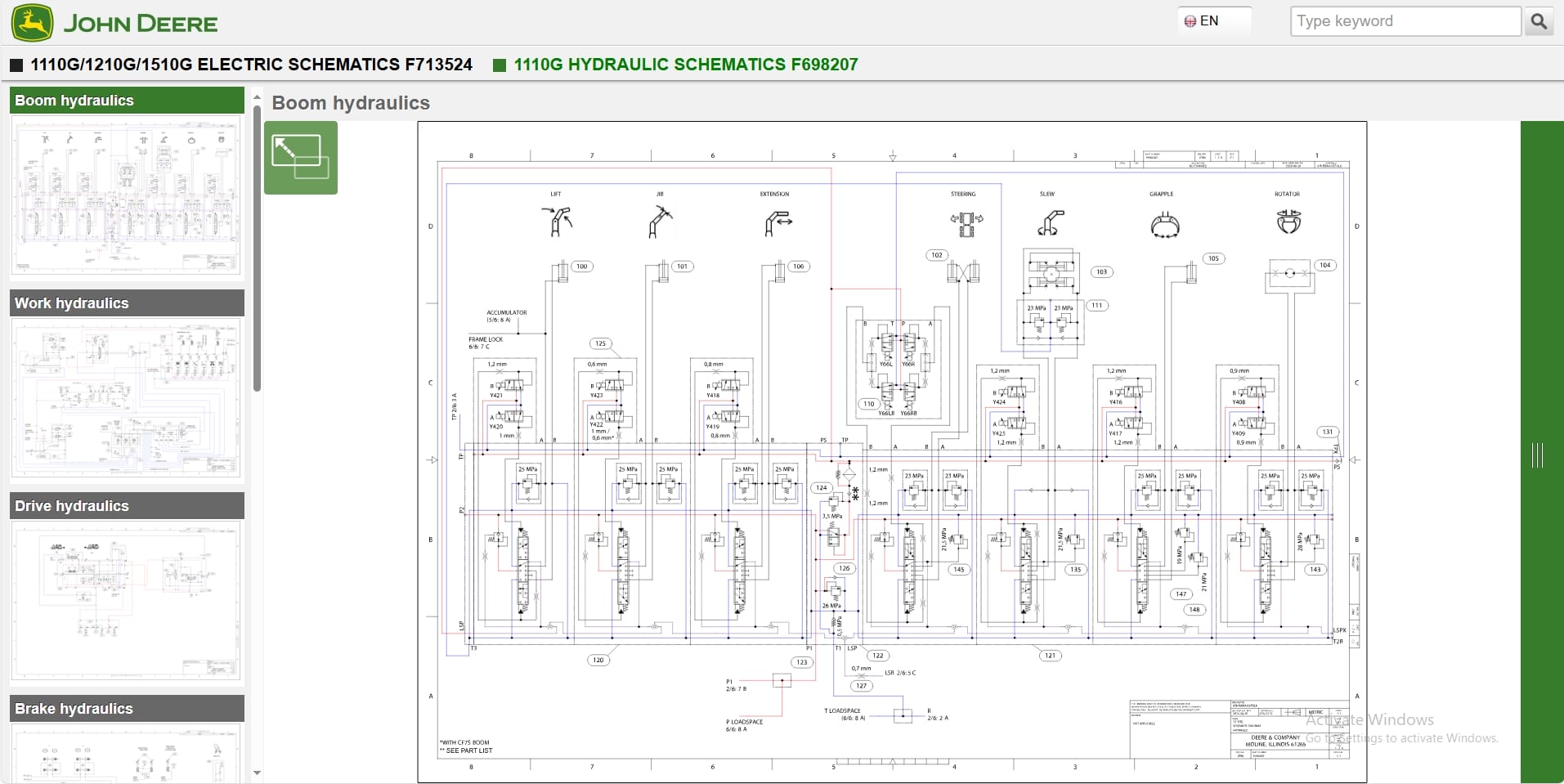John Deere Forwarder 1110G RLC 1WJ1110G004668 4700 Hydraulic Electrical Schematic (3)