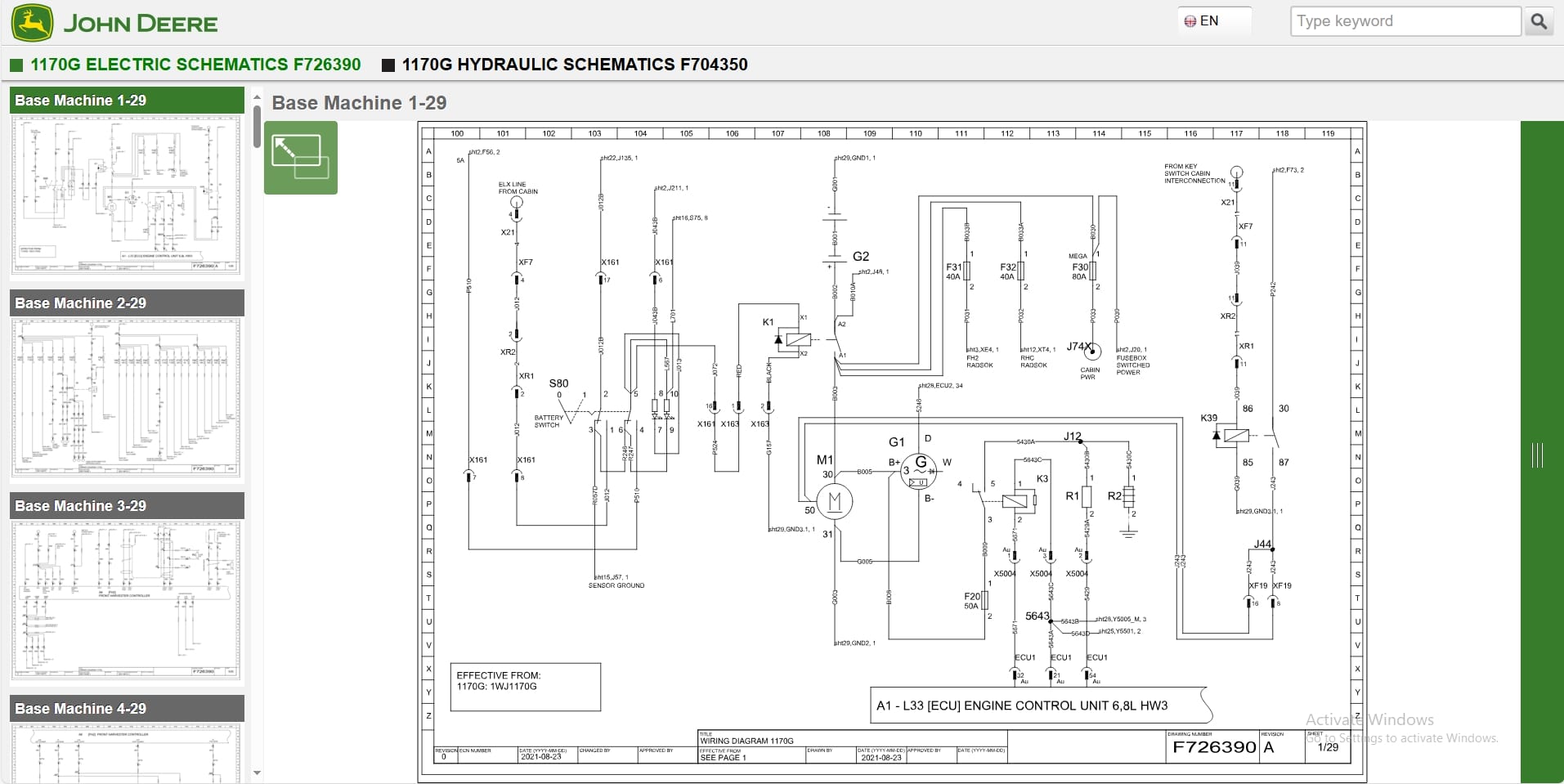 John Deere Forwarder 1170G 1WJ1170G003581 Hydraulic Electrical Schematic (2)