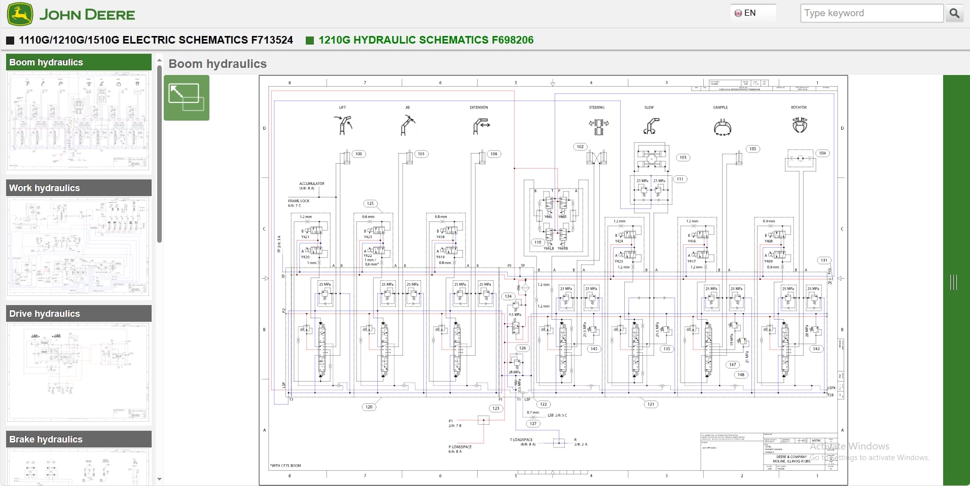 John Deere Forwarder 1210G RLC 1WJ1510G004820 4832 Hydraulic Electrical Schematic (3)