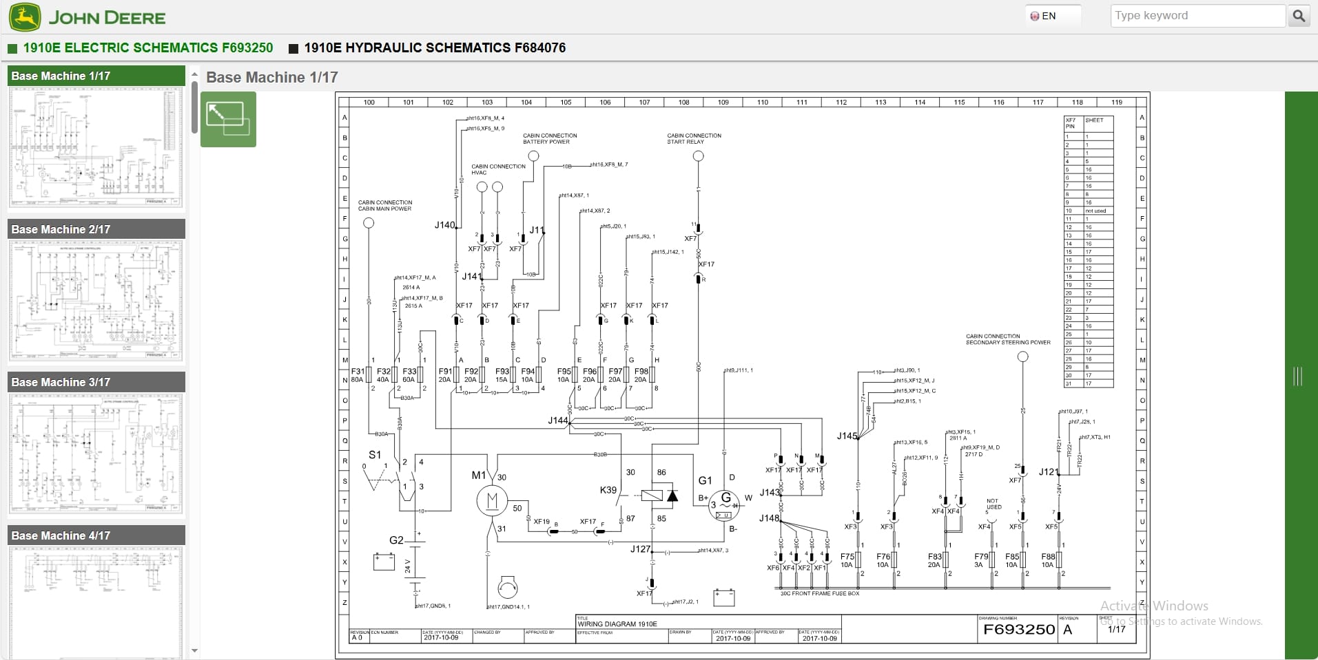 John Deere Forwarder 1910E FFC 1WJ1910E001884 Hydraulic Electrical Schematic (2)