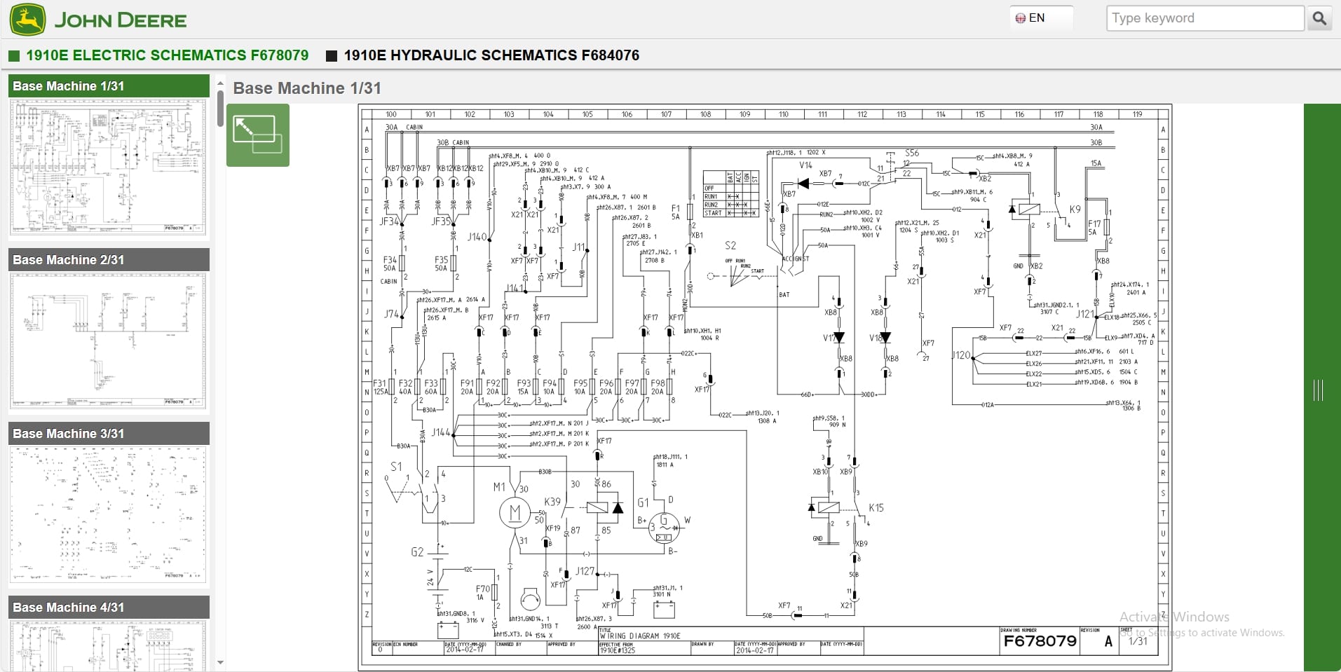 John Deere Forwarder 1910E RLC 1WJ1910E001653 1675 Hydraulic Electrical Schematic (2)