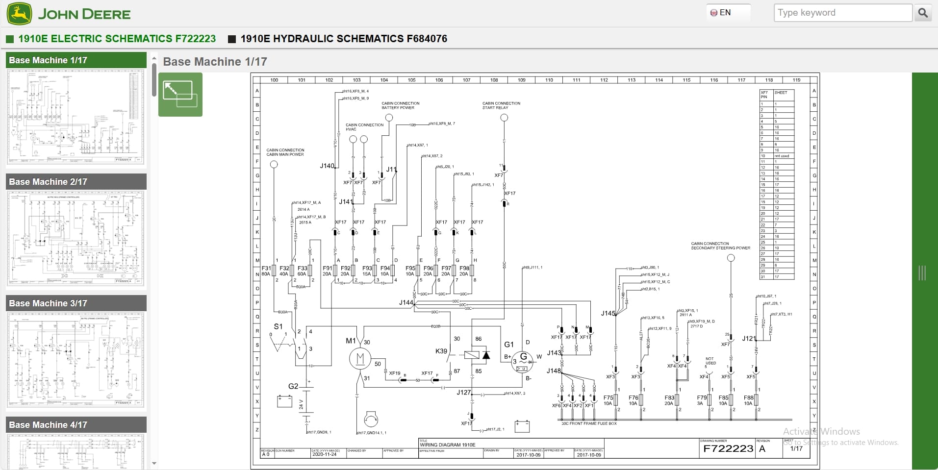 John Deere Forwarder 1910E RLC 1WJ1910E001933 Hydraulic Electrical Schematic (2)