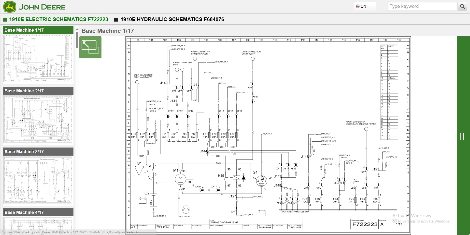 John Deere Forwarder 1910E RLC 1WJ1910E003040 Hydraulic Electrical Schematic (2)