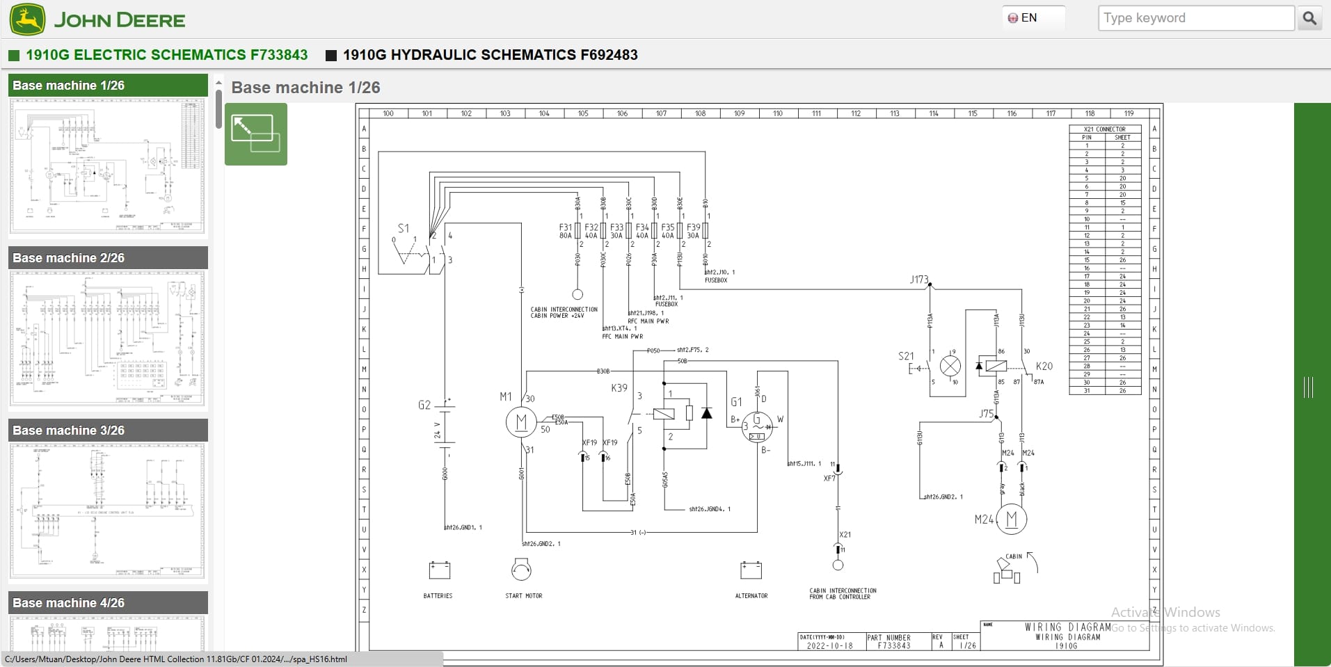 John Deere Forwarder 1910G FFC 1WJ1910G002488 Hydraulic Electrical Schematic (2)