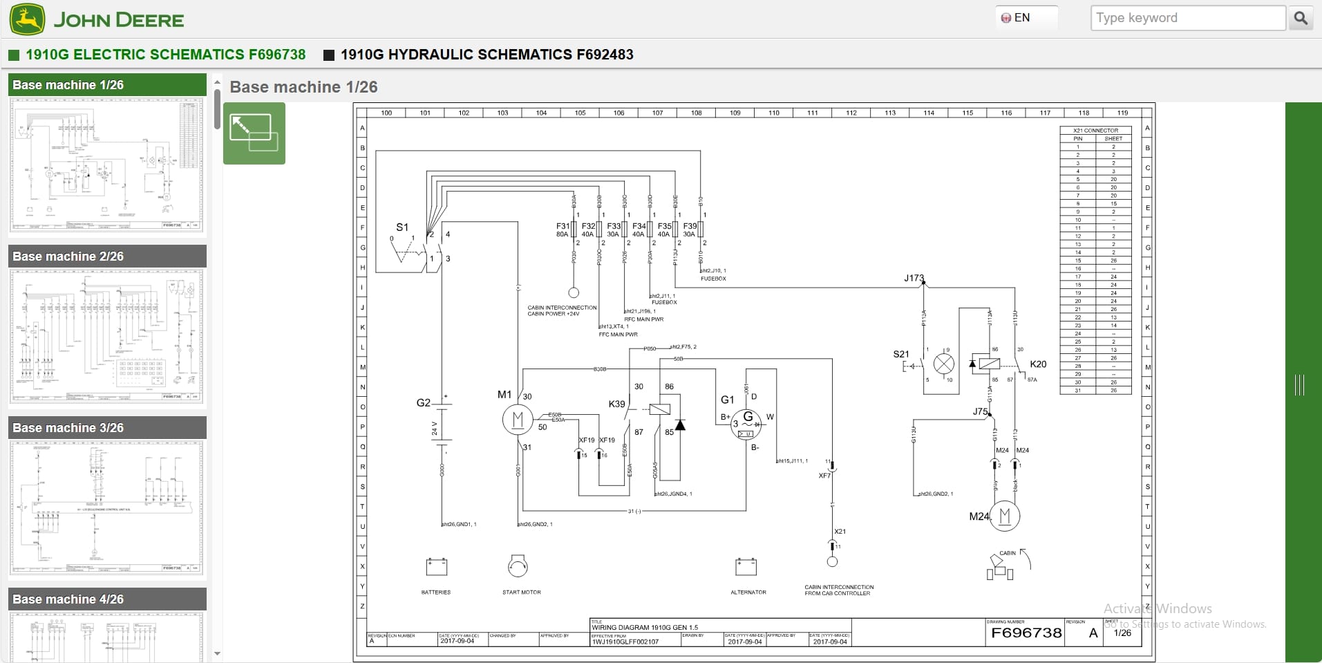 John Deere Forwarder 1910G RLC 1WJ1910G002378 2380 Hydraulic Electrical Schematic (2)