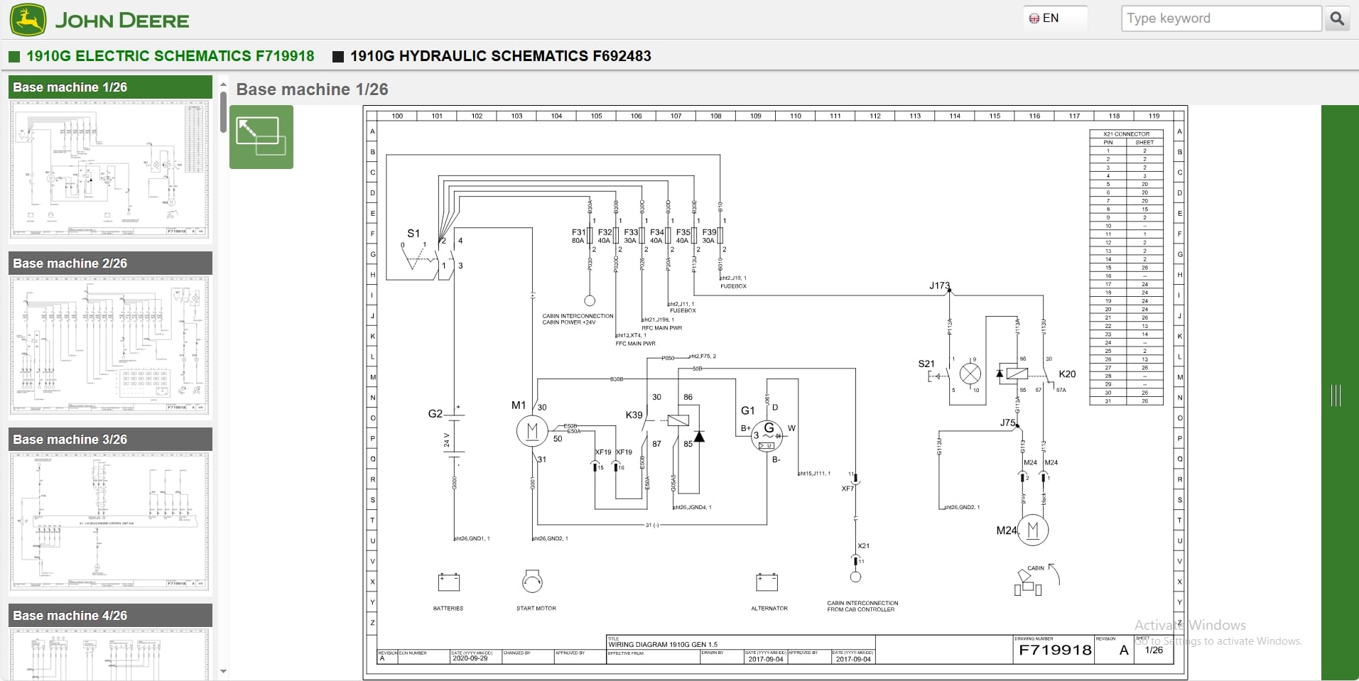 John Deere Forwarder 1910G RLC 1WJ1910G002456 Hydraulic Electrical Schematic (2)
