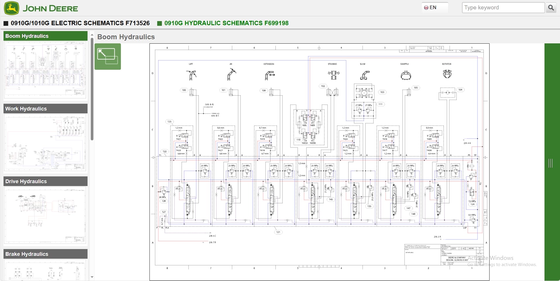John Deere Forwarder 910G RLC 1WJ0910G001066 Hydraulic Electrical Schematic (3)