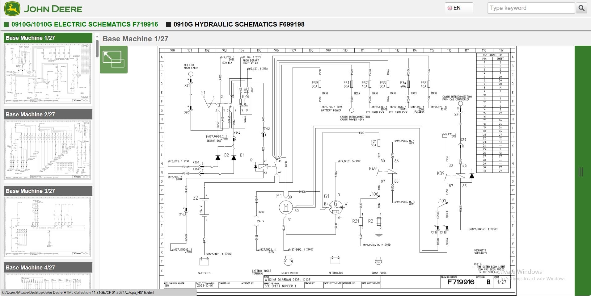 John Deere Forwarder 910G RLC 1WJ0910G1066 Hydraulic Electrical Schematic (2)