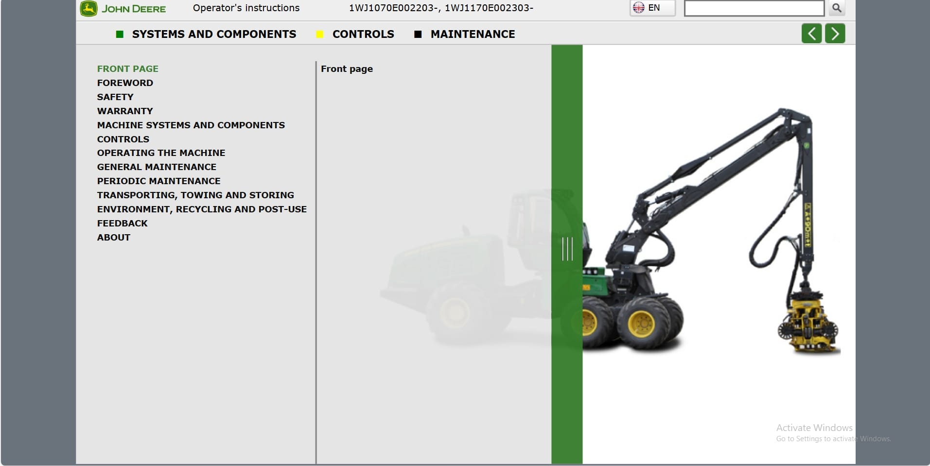 John Deere Harvester 1070E 1170E Operation Manual (1)