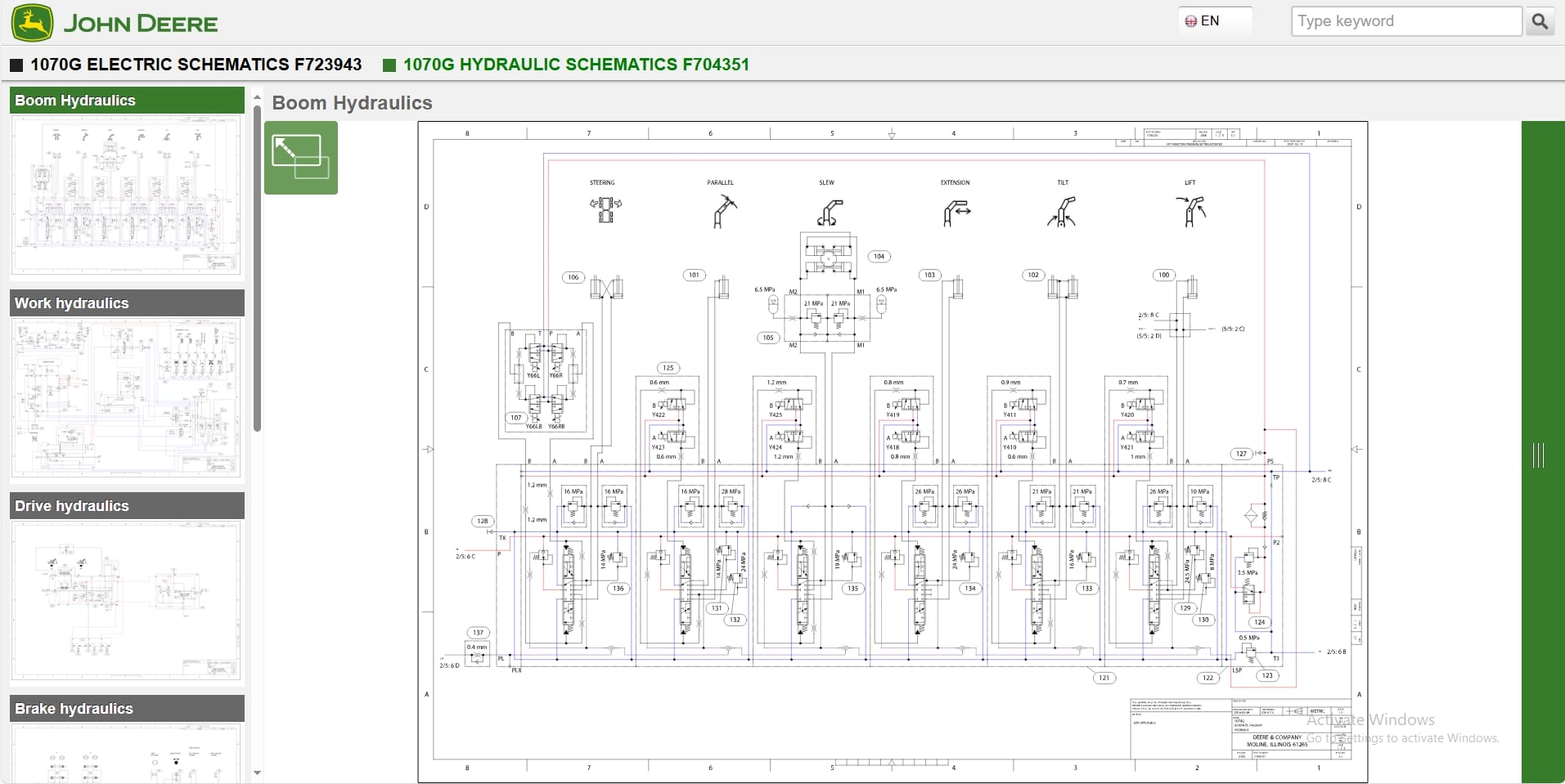John Deere Harvester 1070G 1WJ1070G002594 2605 Hydraulic Electrical Schematic (3)