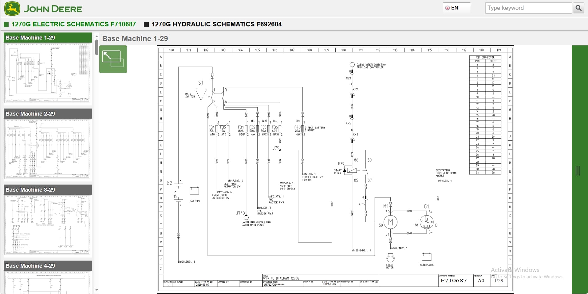 John Deere Harvester 1270G 1WJ1270G004999 Hydraulic Electrical Schematic (2)