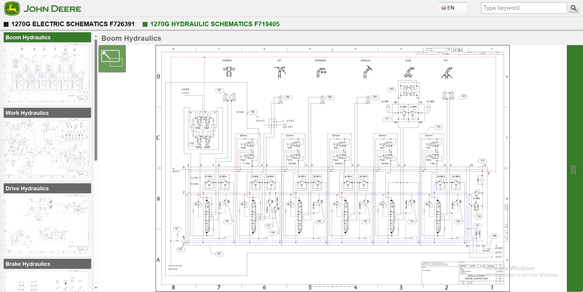John Deere Harvester 1270G 1WJ1270G005805 Hydraulic Electrical Schematic (3)
