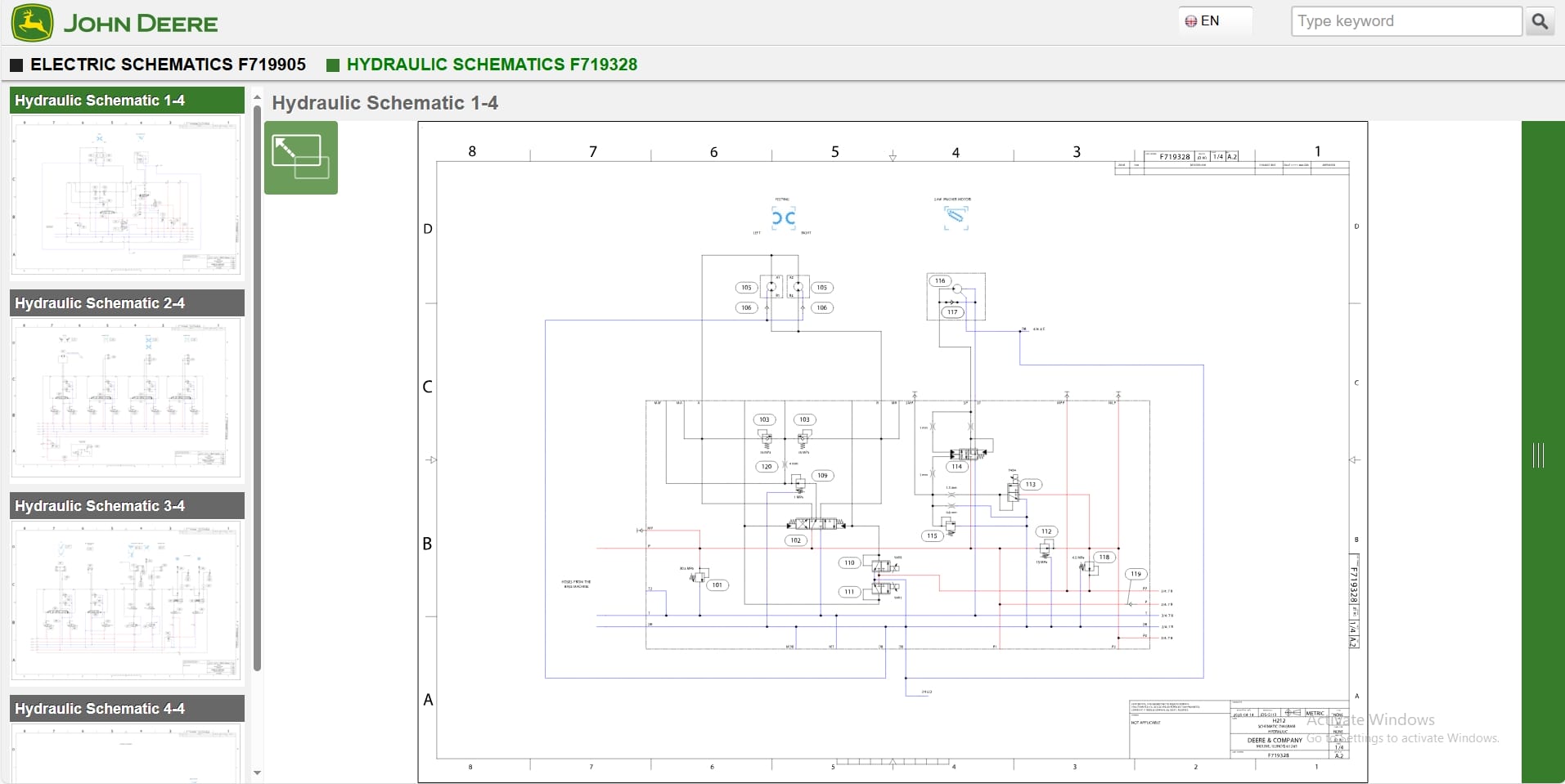 John Deere Harvester H212 1EJH212000001 Hydraulic Electrical Schematic (3)