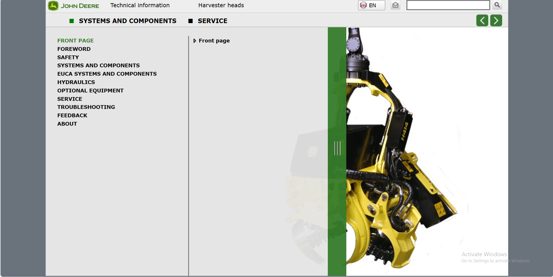 John Deere Harvester Head H200 H400 H480 H758 Series Technical Information (1)