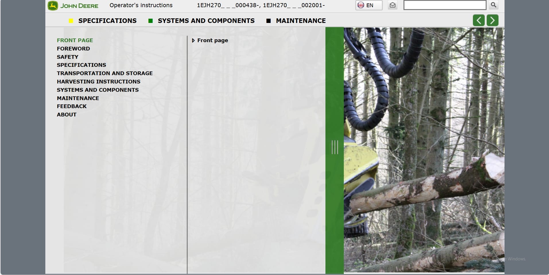 John Deere Harvester Head H270 Operation Manual (1)