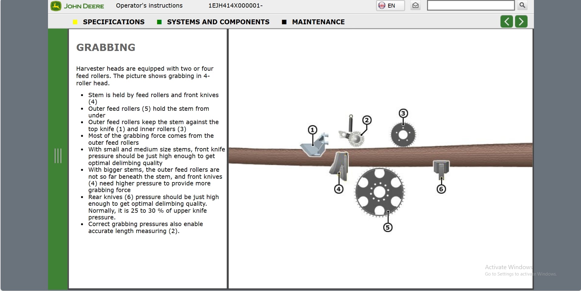 John Deere Harvester Head H414 1EJH414X000001 Operation Manual (3)