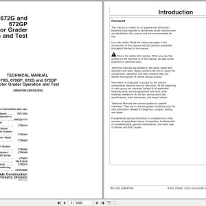 John Deere Motor Grader 670G 670GP 672G 672GP Operation And Test Manual TM11204 (1)