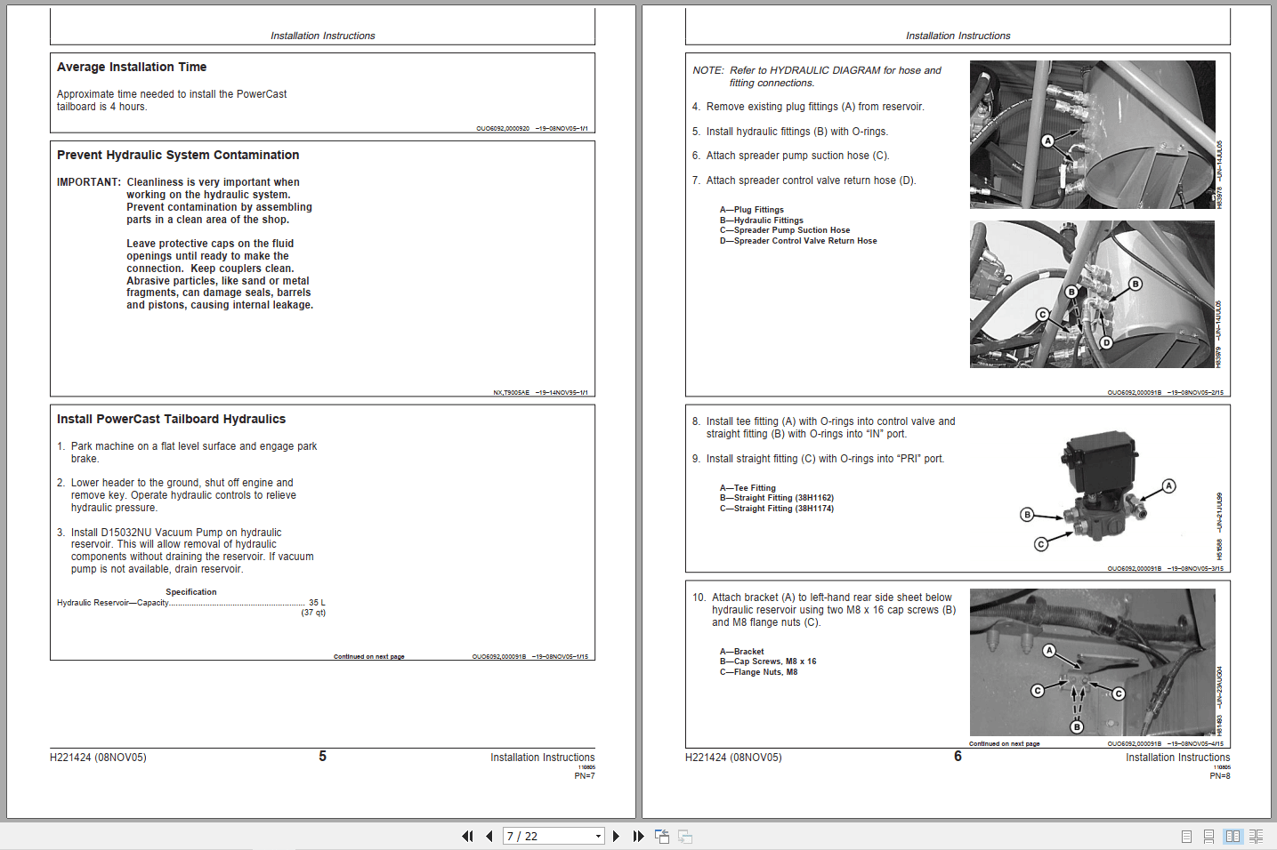 John Deere PowerCast Tailboard Conversion Installation Instructions Manual H221424 (2)