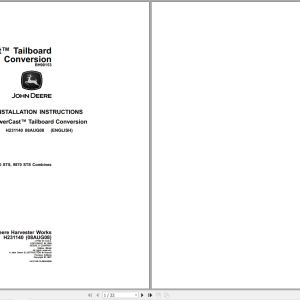 John Deere PowerCast Tailboard Conversion Installation Instructions Manual H231140 (1)