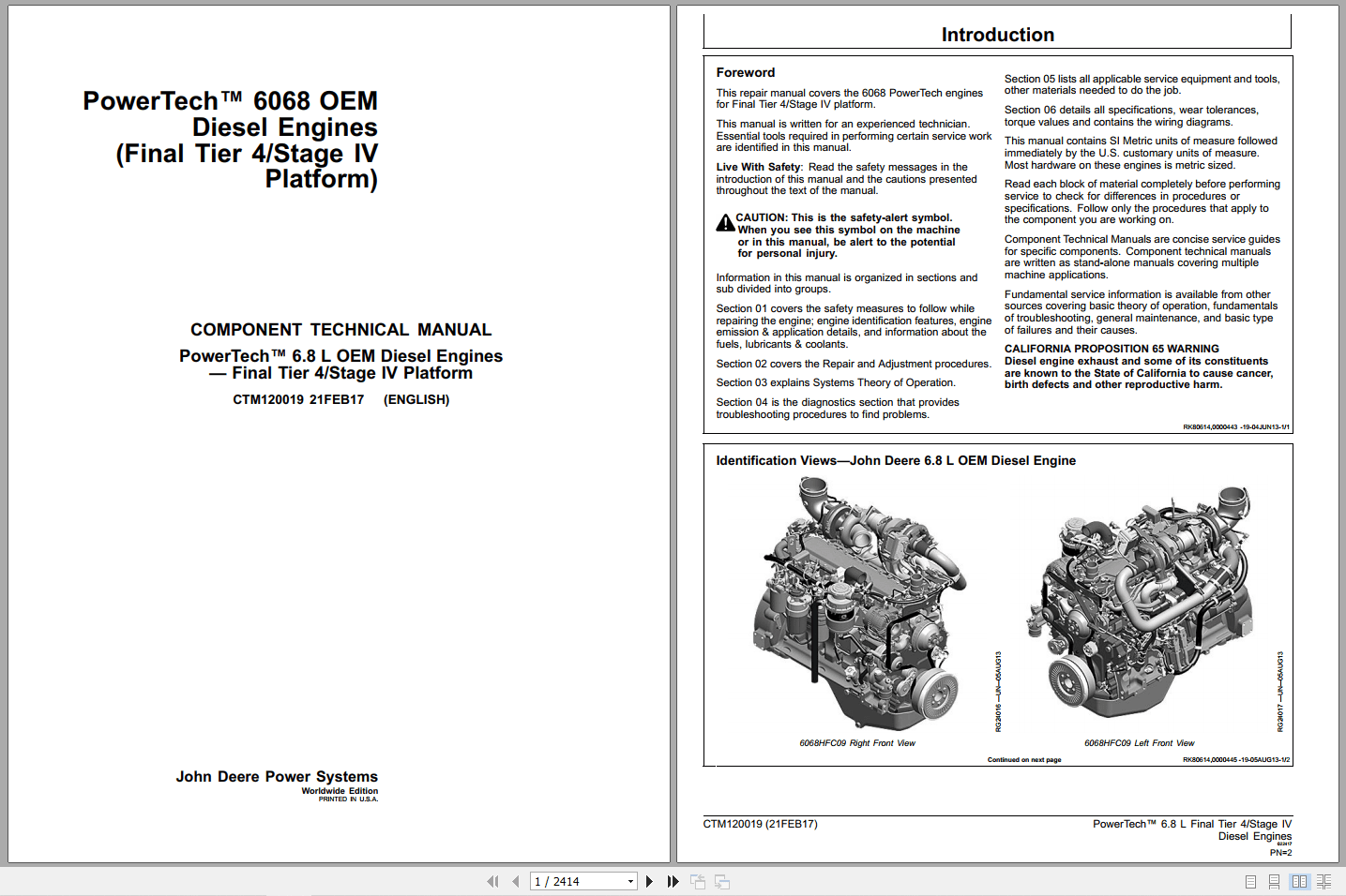 John Deere PowerTech 6.8L OEM Diesel Engines Component Technical Manual CTM120019 (1)