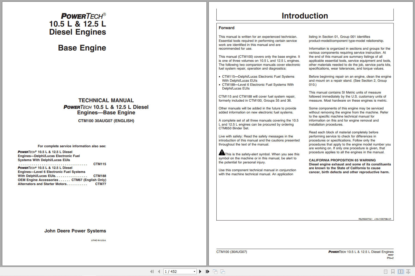 John Deere Powertech 10.5L 12.5L Diesel Engine Technical Manual CTM100 (1)