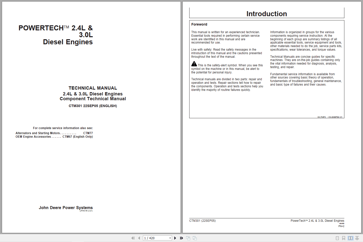 John Deere Powertech 2.4L 3.0L Diesel Engines Component Technical Manual CTM301 (1)