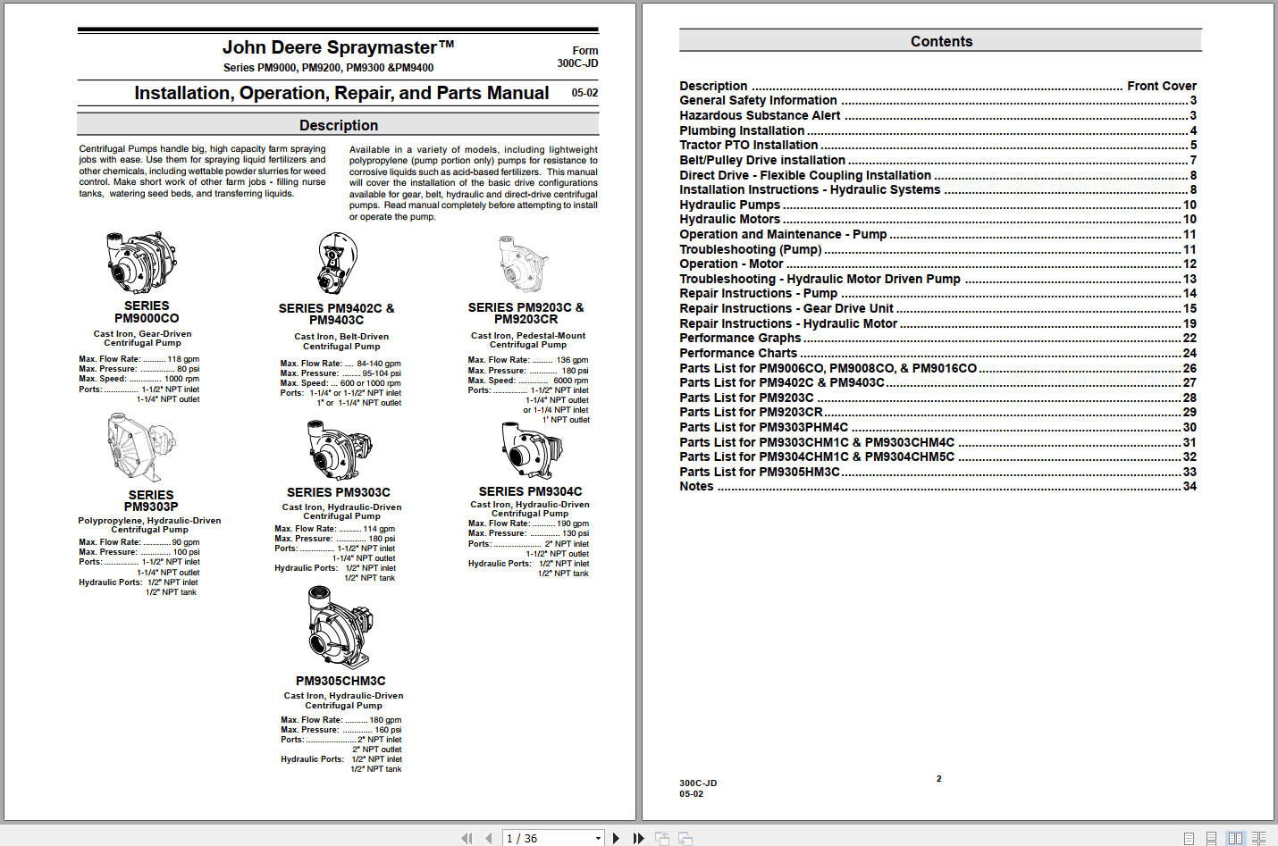 John Deere Series PM9000 PM9200 PM9300 PM9400 Pump Repair And Part Manual (1)