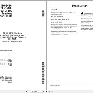 John Deere Tractors 6110 6410 6110L 6510L 6310S 6510S Technical Manual TM4572 (1)