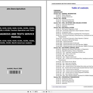 John Deere Tractors 6120 to 6520L Diagnosis And Tests Service Manual TM4646 (1)
