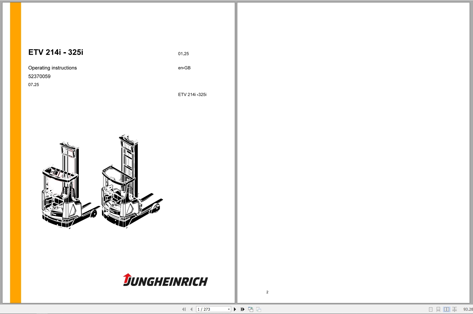 Jungheinrich Forklift ETV 314i 325i Operating Manual Electric Hydraulic Schematic (1)