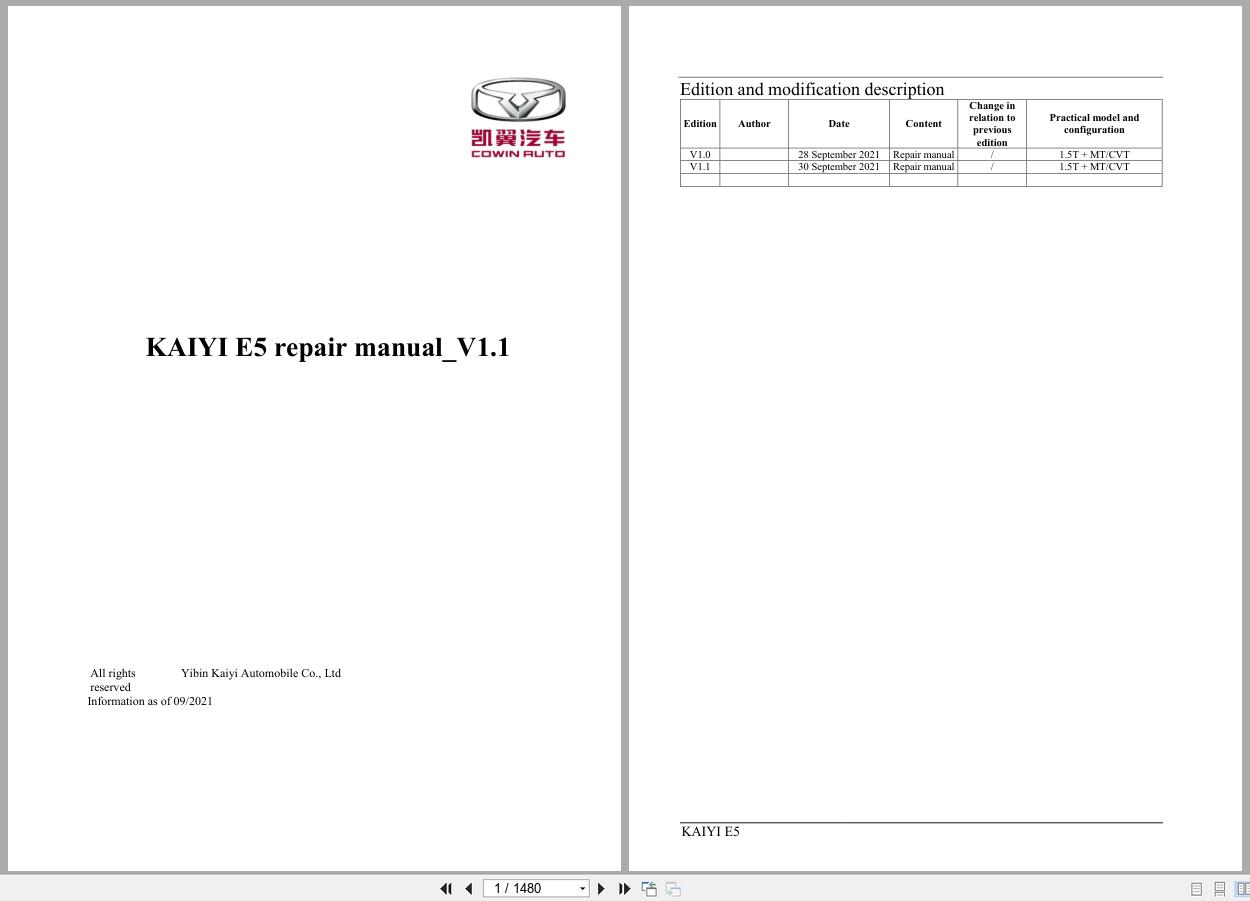 KAIYI E5 V1.1 2021 Repair Manual (1)