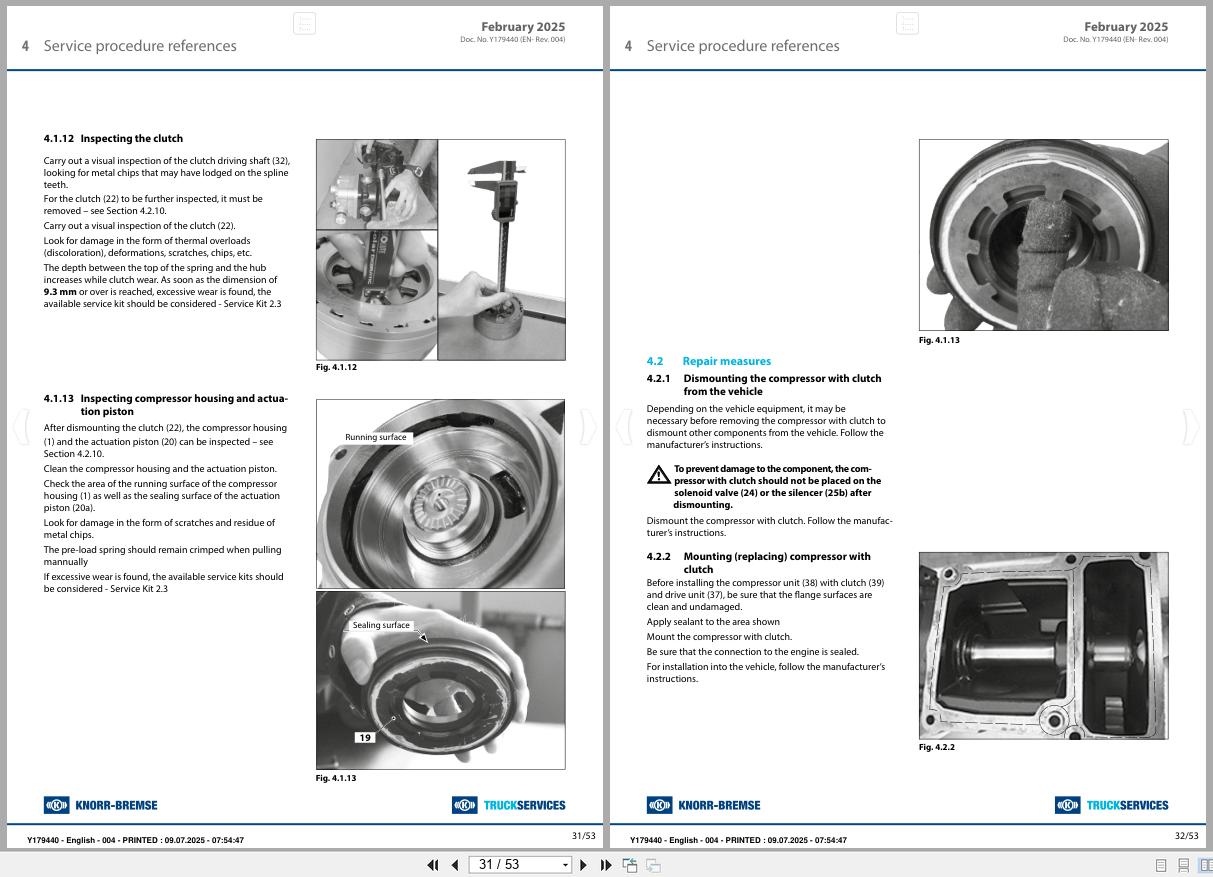 Knorr Bremse Compressor with High Torque Clutch Service Manual Y179440 2025 (2)