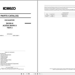 Kobelco Excavator SK295 8 Acera Mark 8 Tier 3 Parts Manual 87659315NA (1)