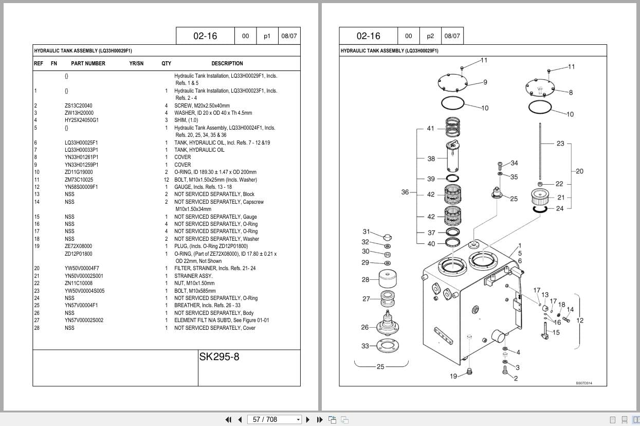 Kobelco Excavator SK295 8 Acera Mark 8 Tier 3 Parts Manual 87659315NA (2)