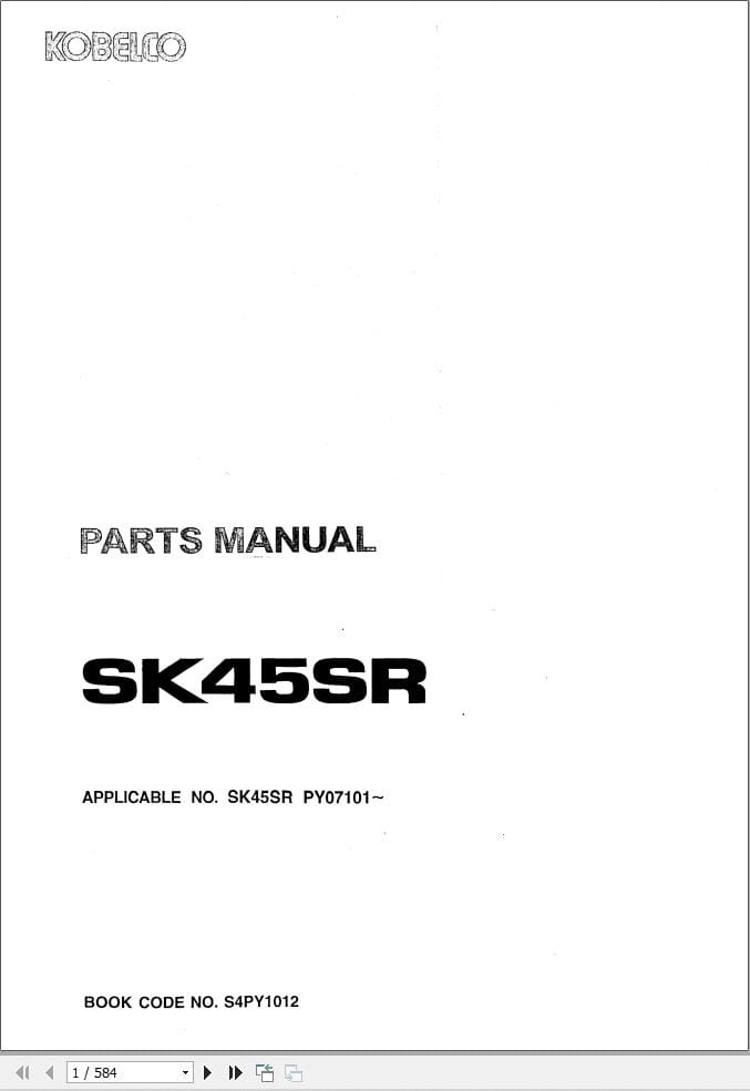 Kobelco Excavator SK45SR Parts Catalog S4PY012 EN JP (1)