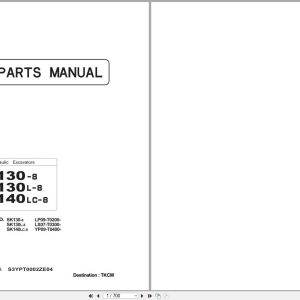 Kobelco Hydraulic Excavator SK130 8 SK130L 8 SK140LC 8 Parts Manual S3YPT0002ZE04 (1)