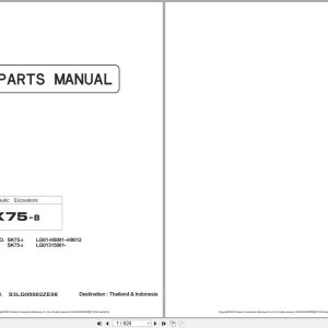 Kobelco Hydraulic Excavator SK75 8 Parts Manual S3LG00002ZE08 2020 EN JP (1)