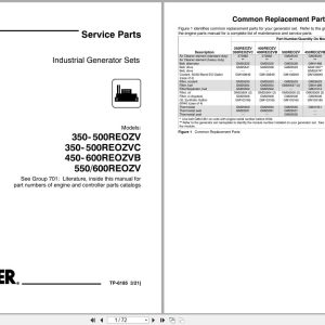 Kohler Generator 350REOZV to 600REOZV Parts Manual TP 6185 (1)