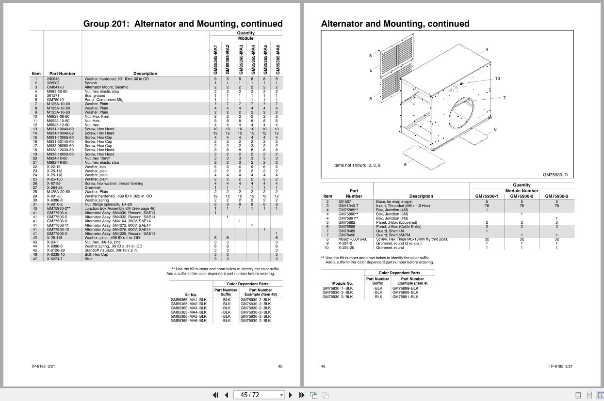 Kohler Generator 350REOZV to 600REOZV Parts Manual TP 6185 (2)