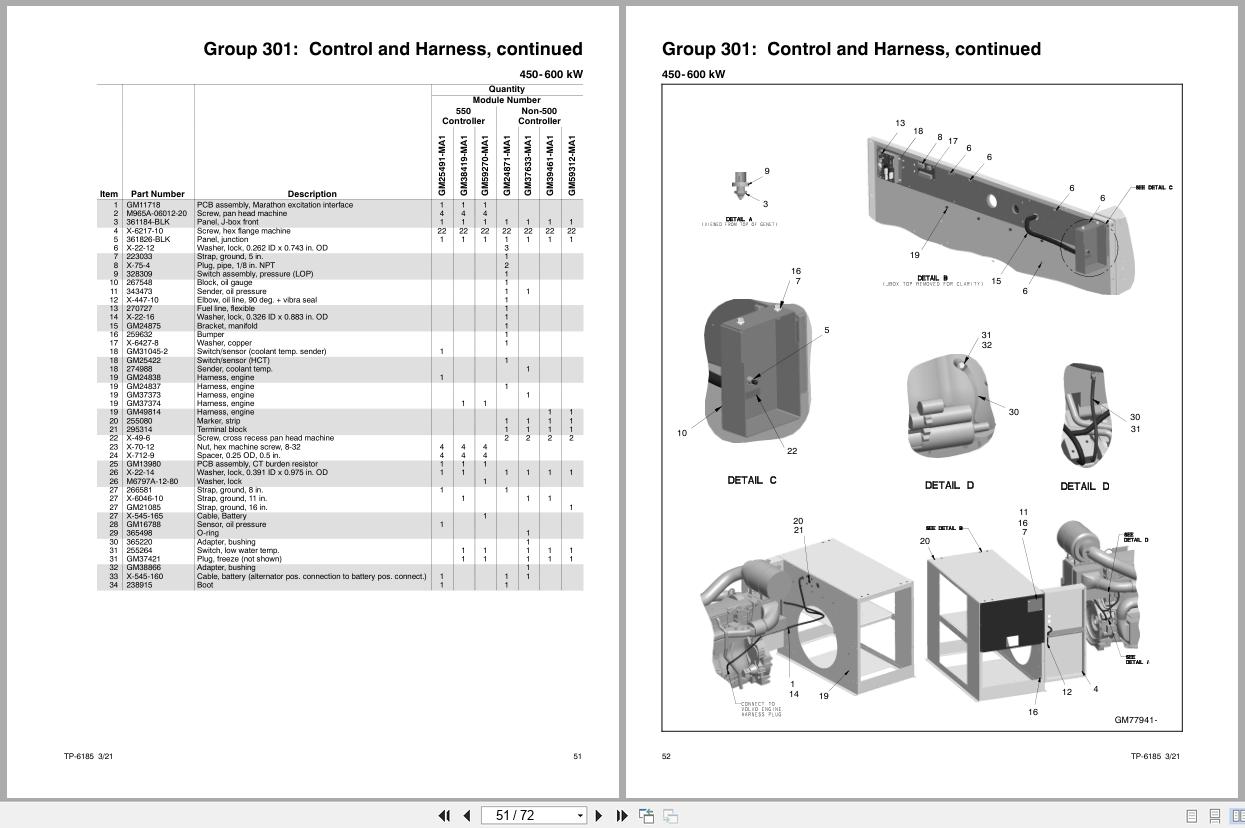 Kohler Generator 350REOZV to 600REOZV Parts Manual TP 6185 (3)
