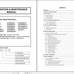 Komatsu Diesel Generator EGS45 6 to EGS1300 7 Operation Maintenance Manual