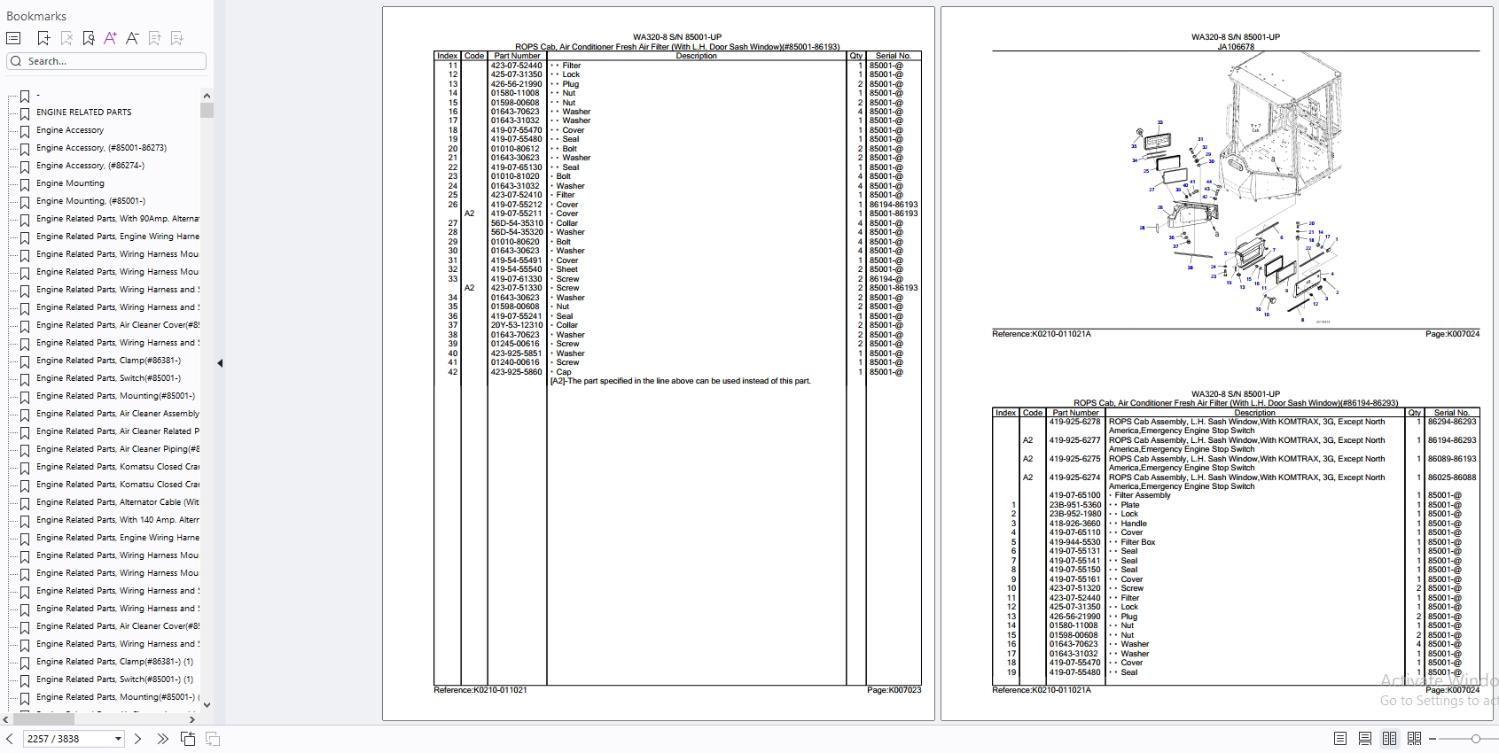 Komatsu Wheel Loaders WA320 8 85001 UP Parts Catalog (2)