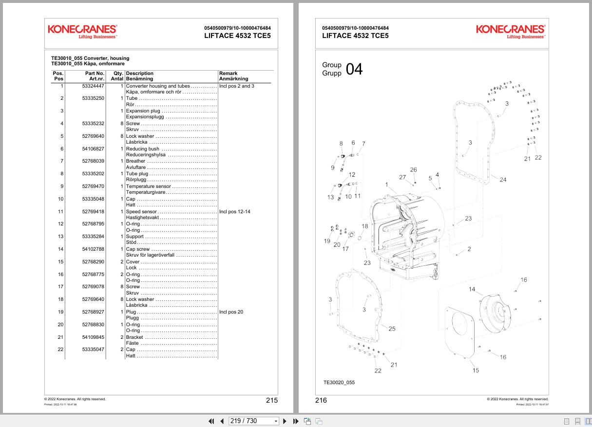 Konecranes Liftace 4532 TCE5 Engine Volvo TAD 1151 VE Parts Catalog (2)