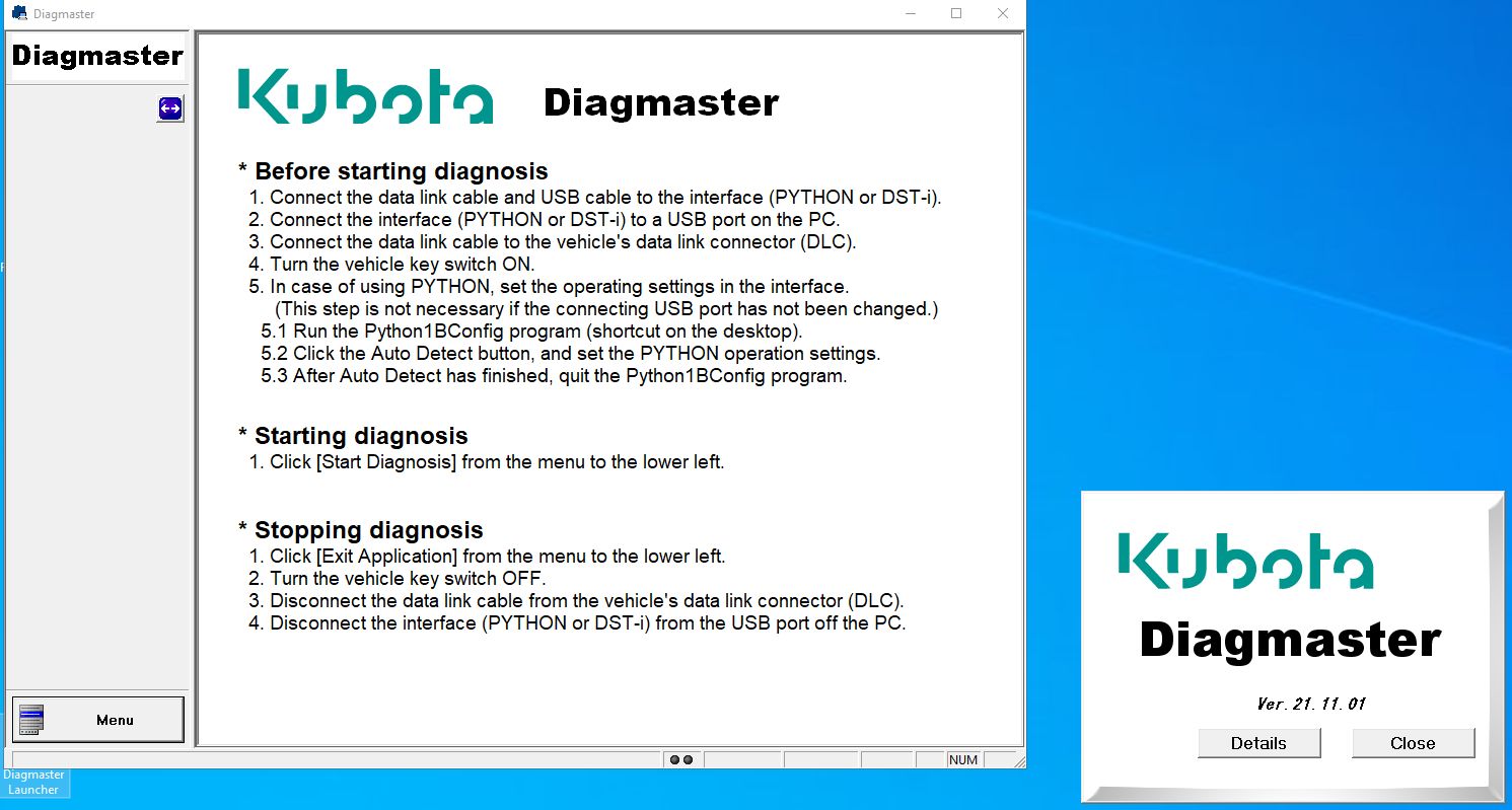 Kubota Diagmaster 24.06.01 Diagnostic Program Multiple PCs 4