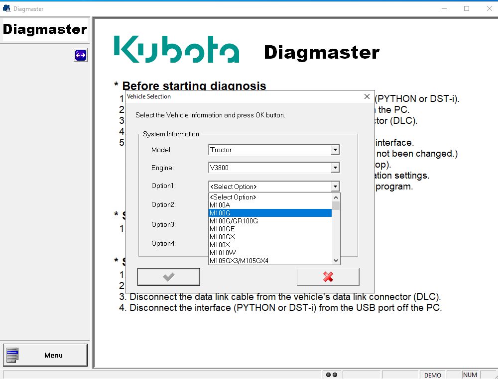 Kubota Diagmaster 24.06.01 Diagnostic Program Multiple PCs 98