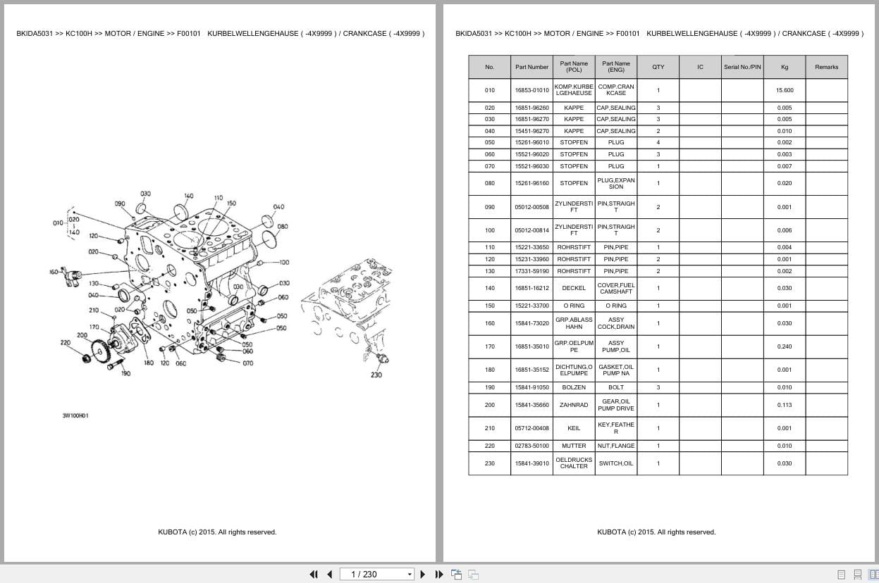 Kubota Dumper KC100H Parts Catalog EN DE (1)