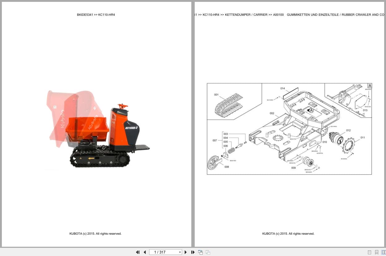 Kubota Dumper KC110 HR4 Parts Catalog EN DE (1)